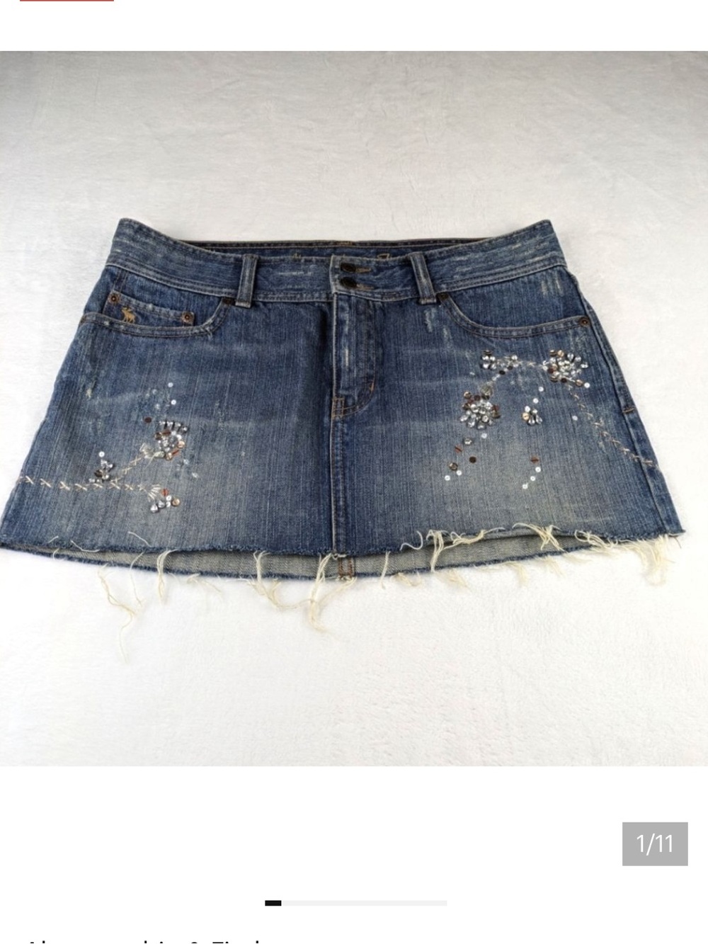 Abercrombie & Fitch Y2K Embellished Sequin Rhinestone Distressed Mini Skirt Sz 6